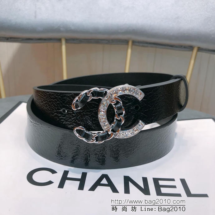 CHANEL香奈兒 18新款 zp同步 CC鏈條鑽扣 進口頭層皺山羊紋皮 時尚百搭款皮帶  xfp1152